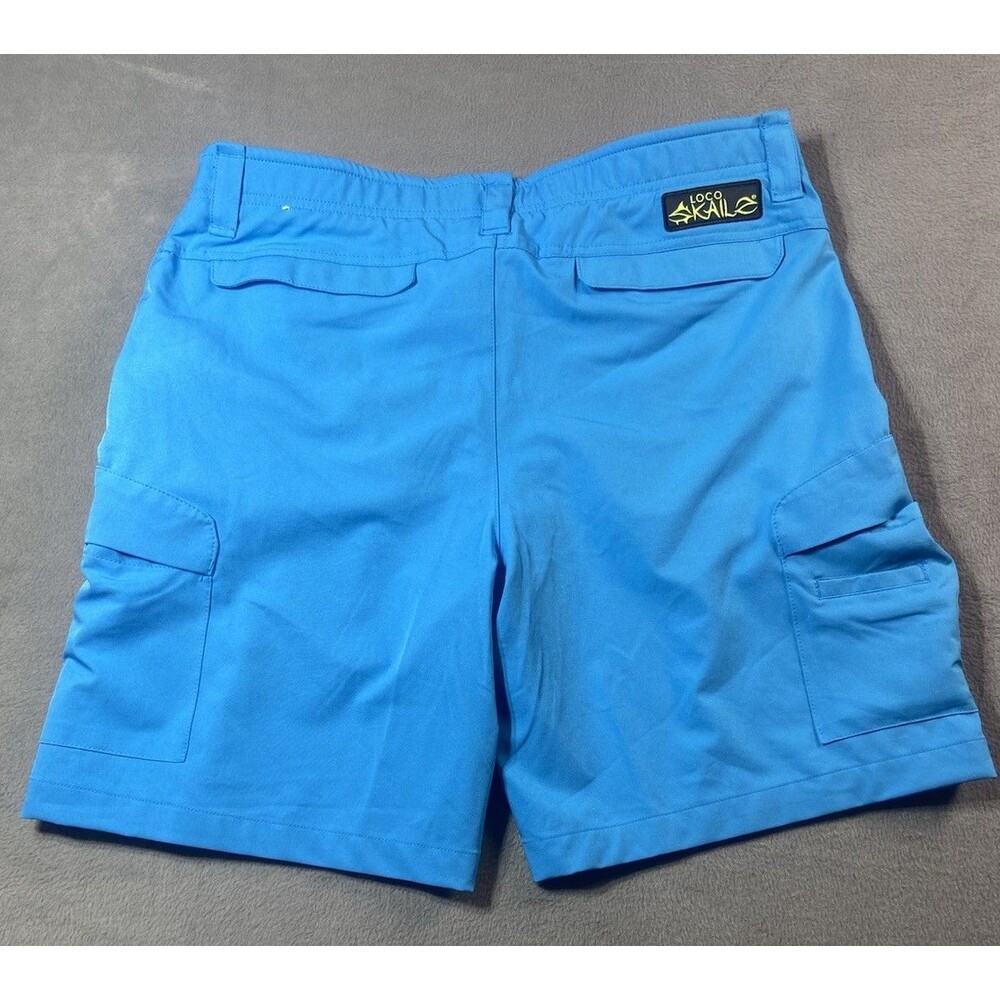 Loco Skail Blue Fishing Cargo Shorts Mens 36 Stretch Performance Zipper Pocket - Picture 2 of 12
